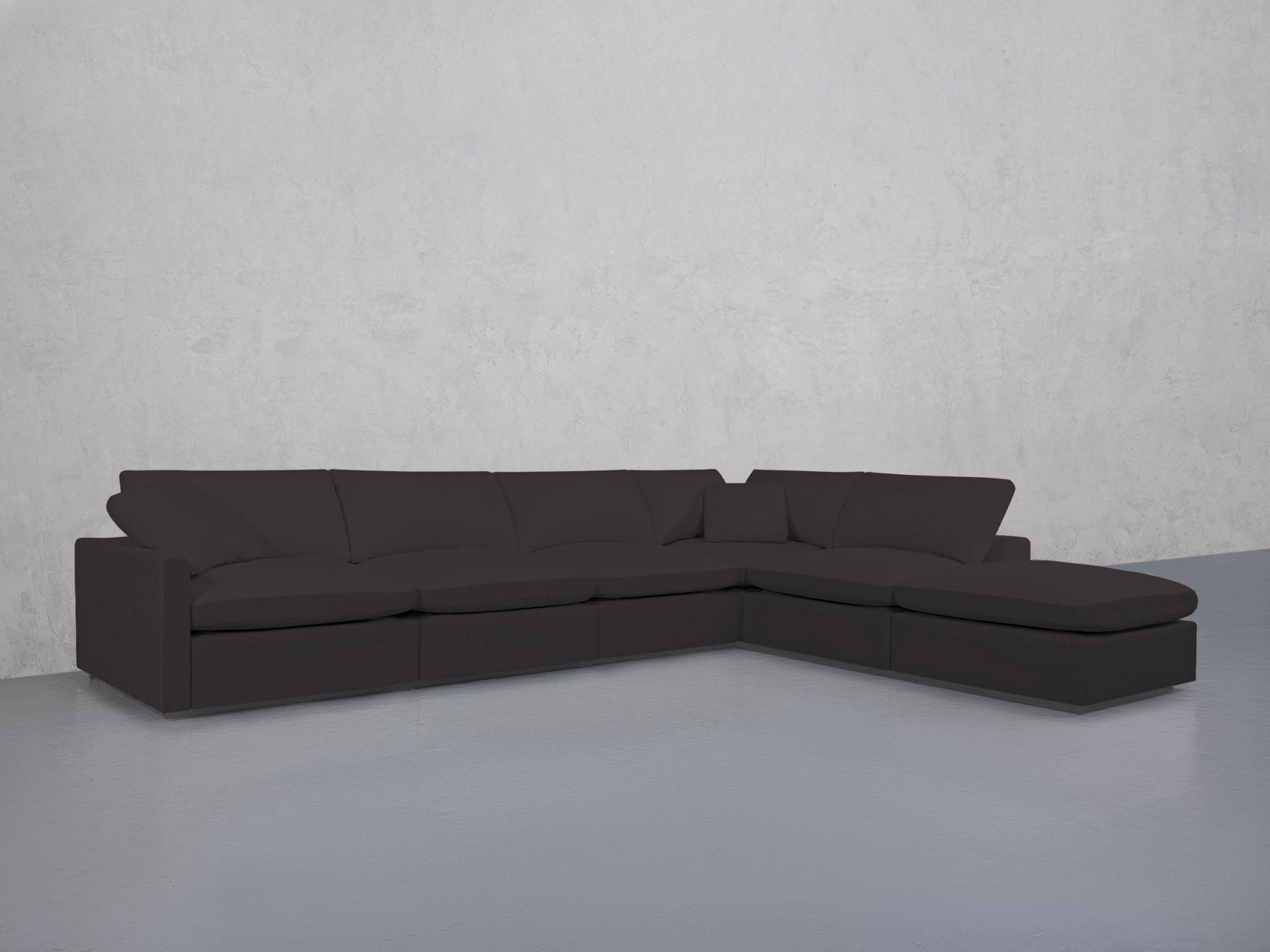 6-Seat Modular Corner Right Lounger Sectional (Thin Arms)