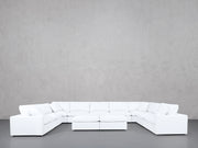 9-Seat Modular U-Sectional with Double Ottoman (Thin Arms)