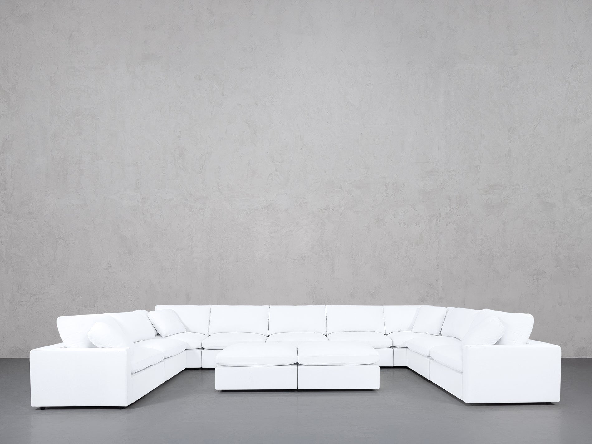 9-Seat Modular U-Sectional with Double Ottoman (Thin Arms)