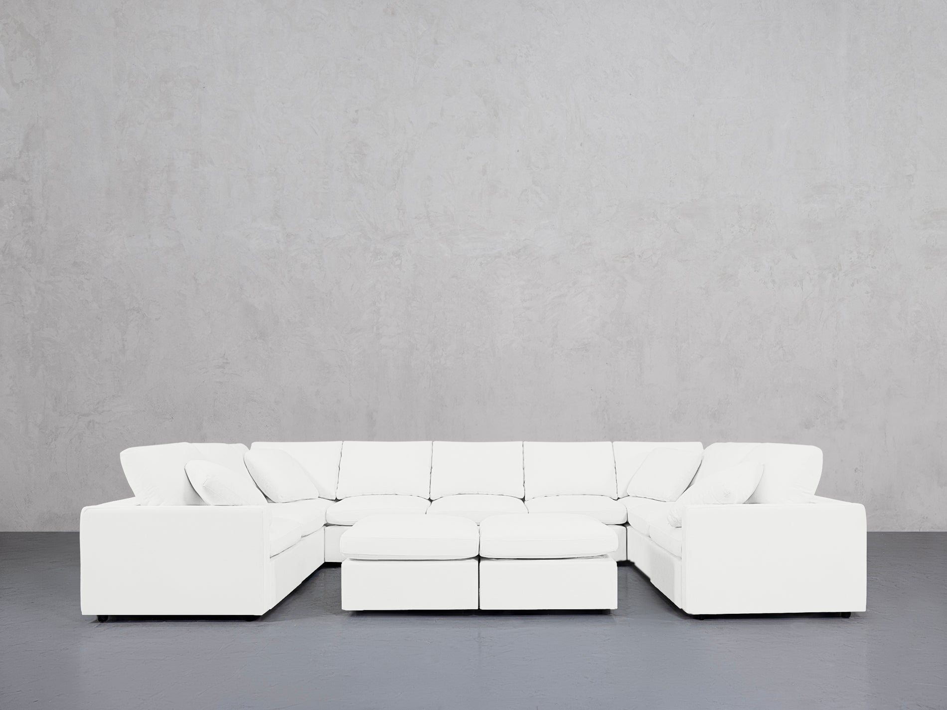 9-Seat Modular U-Sectional with Double Ottoman (Thin Arms)