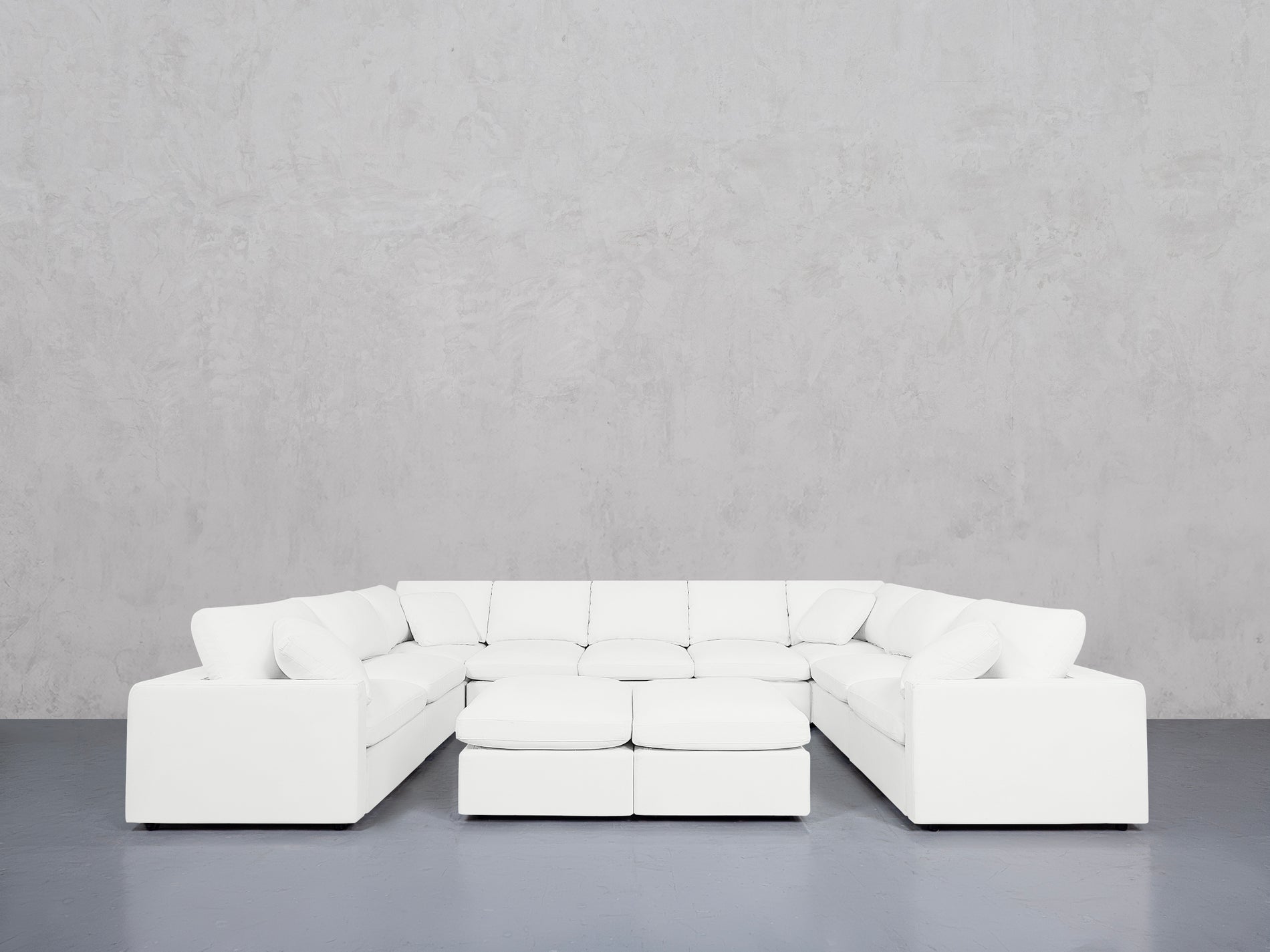 9-Seat Modular U-Sectional with Double Ottoman (Thin Arms)