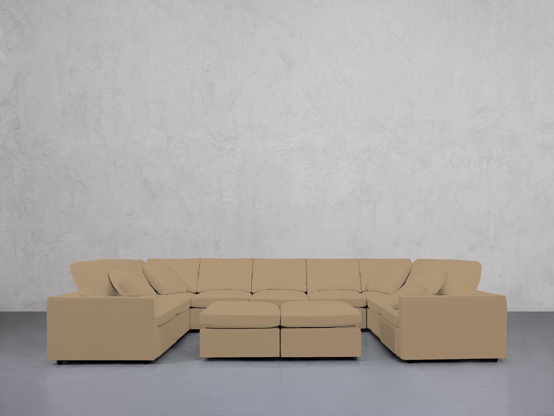 9-Seat Modular U-Sectional with Double Ottoman (Thin Arms)