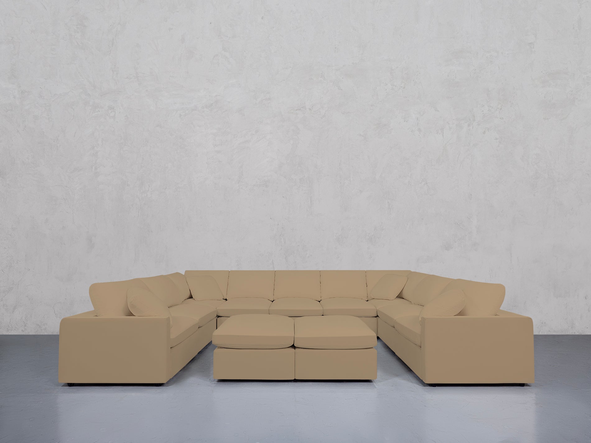9-Seat Modular U-Sectional with Double Ottoman (Thin Arms)
