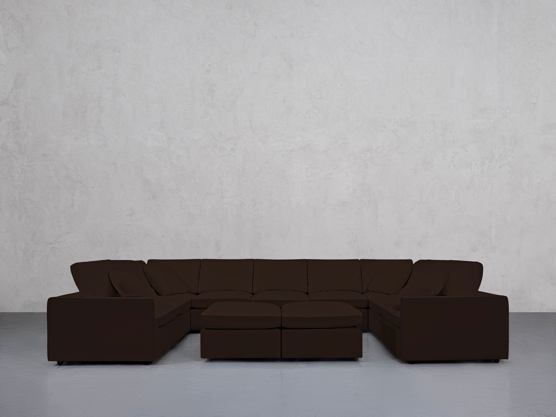 9-Seat Modular U-Sectional with Double Ottoman (Thin Arms)