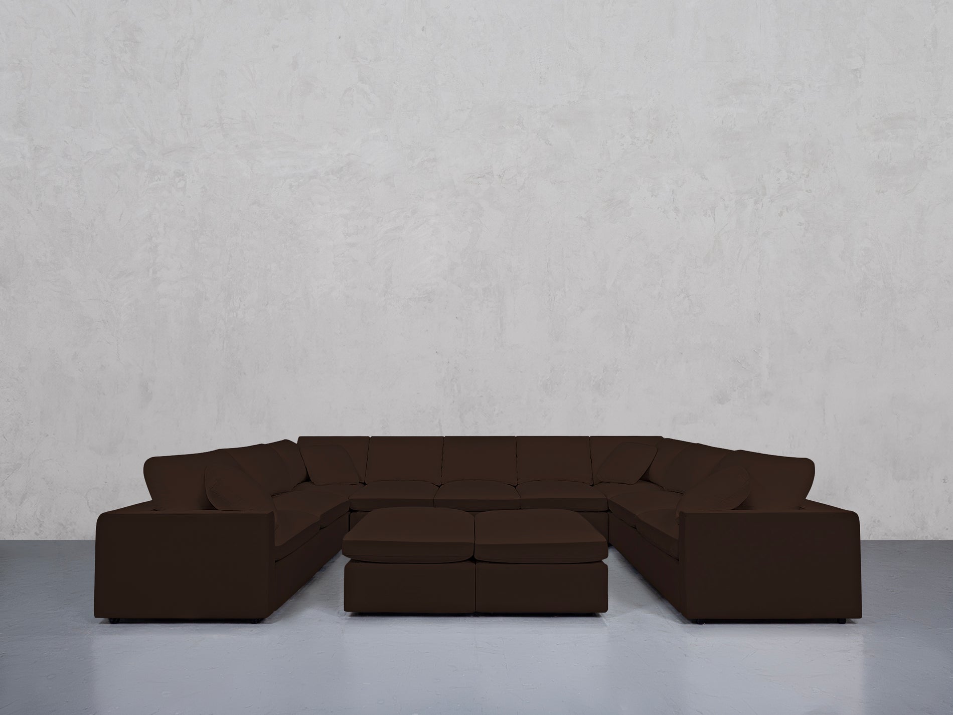 9-Seat Modular U-Sectional with Double Ottoman (Thin Arms)