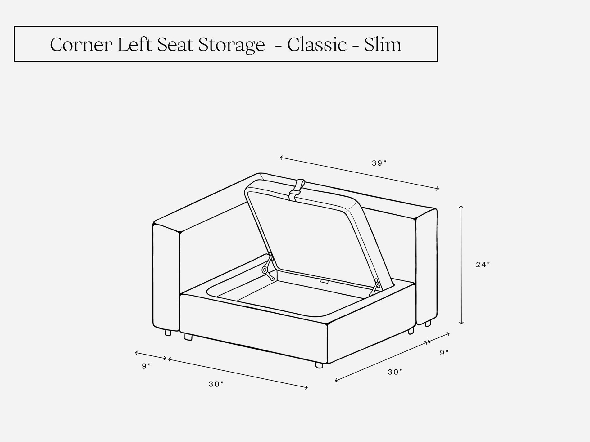 Corner Left Seat Storage Add - On - 7th Avenue