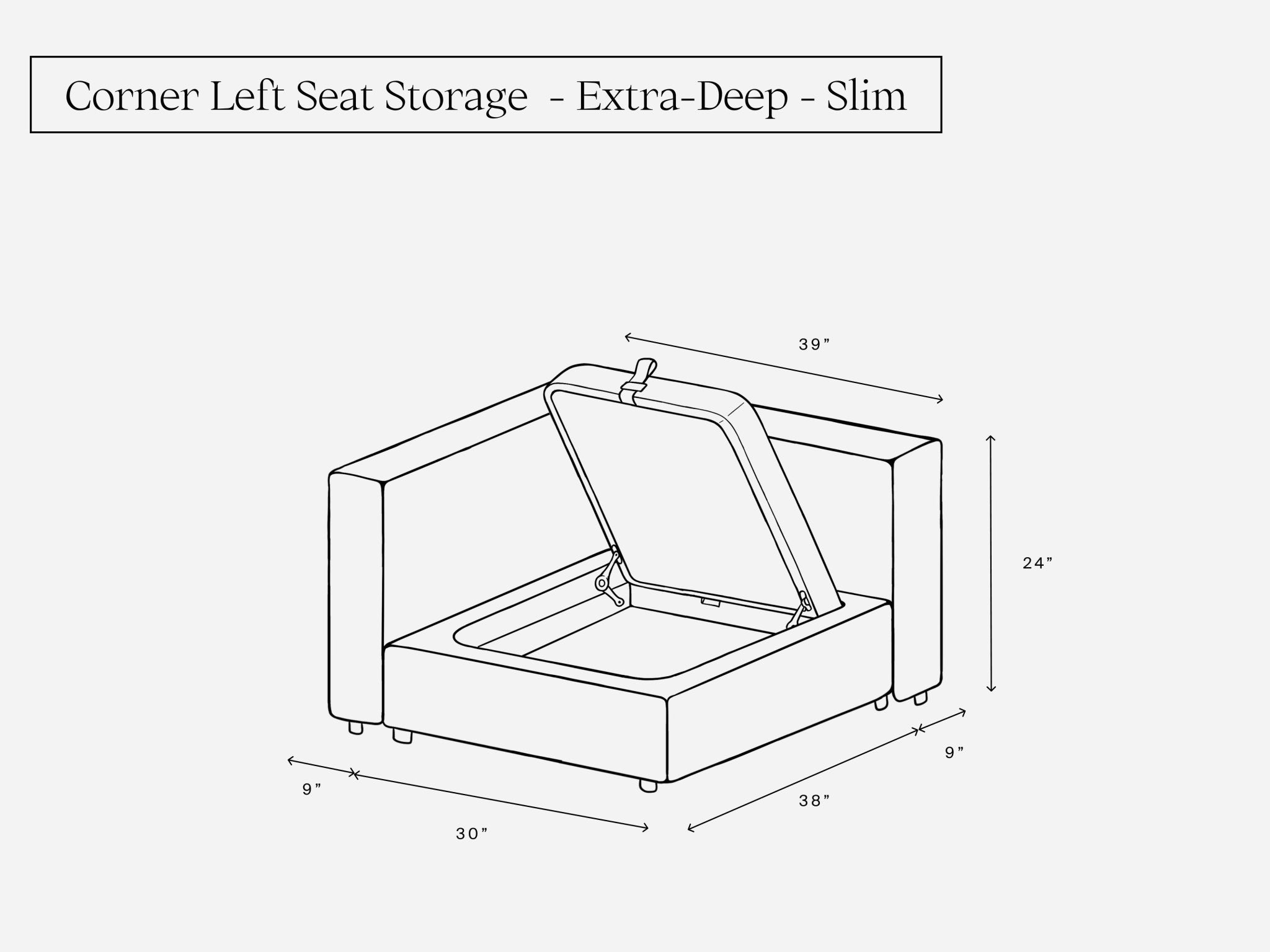 Corner Left Seat Storage Add - On (Slim) - 7th Avenue