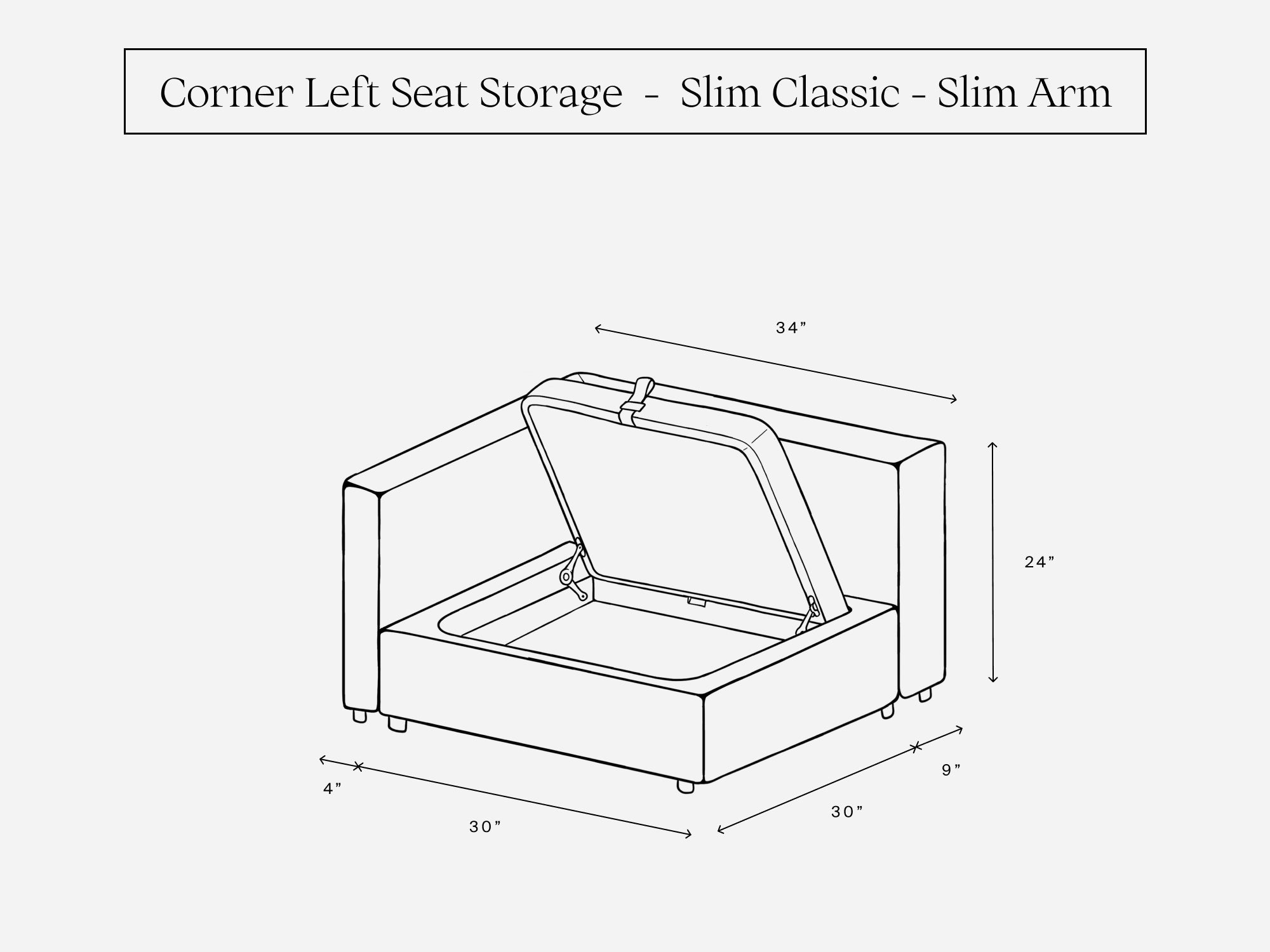 Corner Left Seat Storage Add-On (Thin Arm) - 7th Avenue