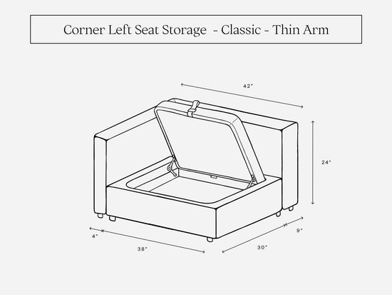 Corner Left Seat (Storage & Thin Arm) - 7th Avenue
