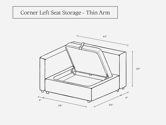 Corner Left Seat (Storage & Thin Arm) - 7th Avenue