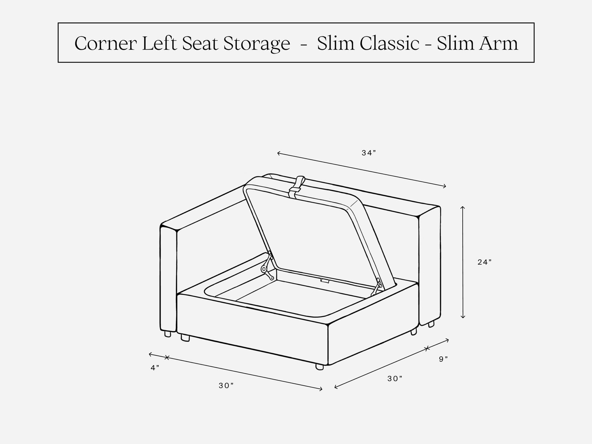 Corner Left Seat (Storage & Thin Arm) - 7th Avenue