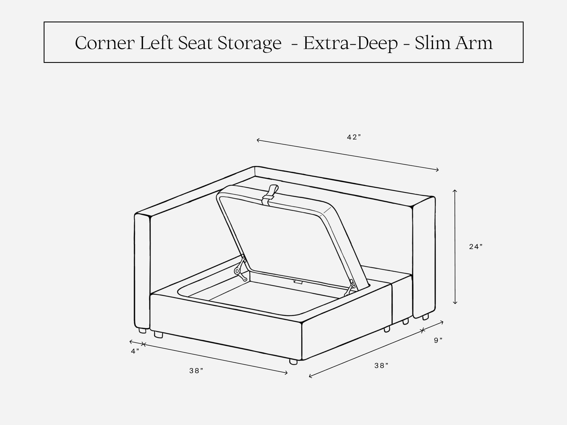 Corner Left Seat (Storage & Thin Arm) - 7th Avenue