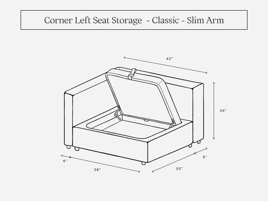Corner Left Seat (Storage & Thin Arm) - 7th Avenue