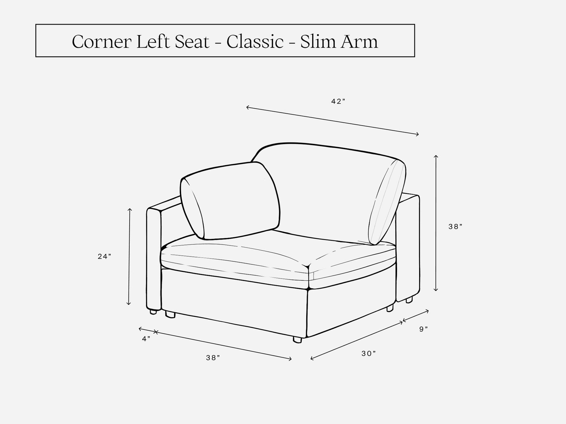 Corner Left Seat (Thin Arm) - 7th Avenue