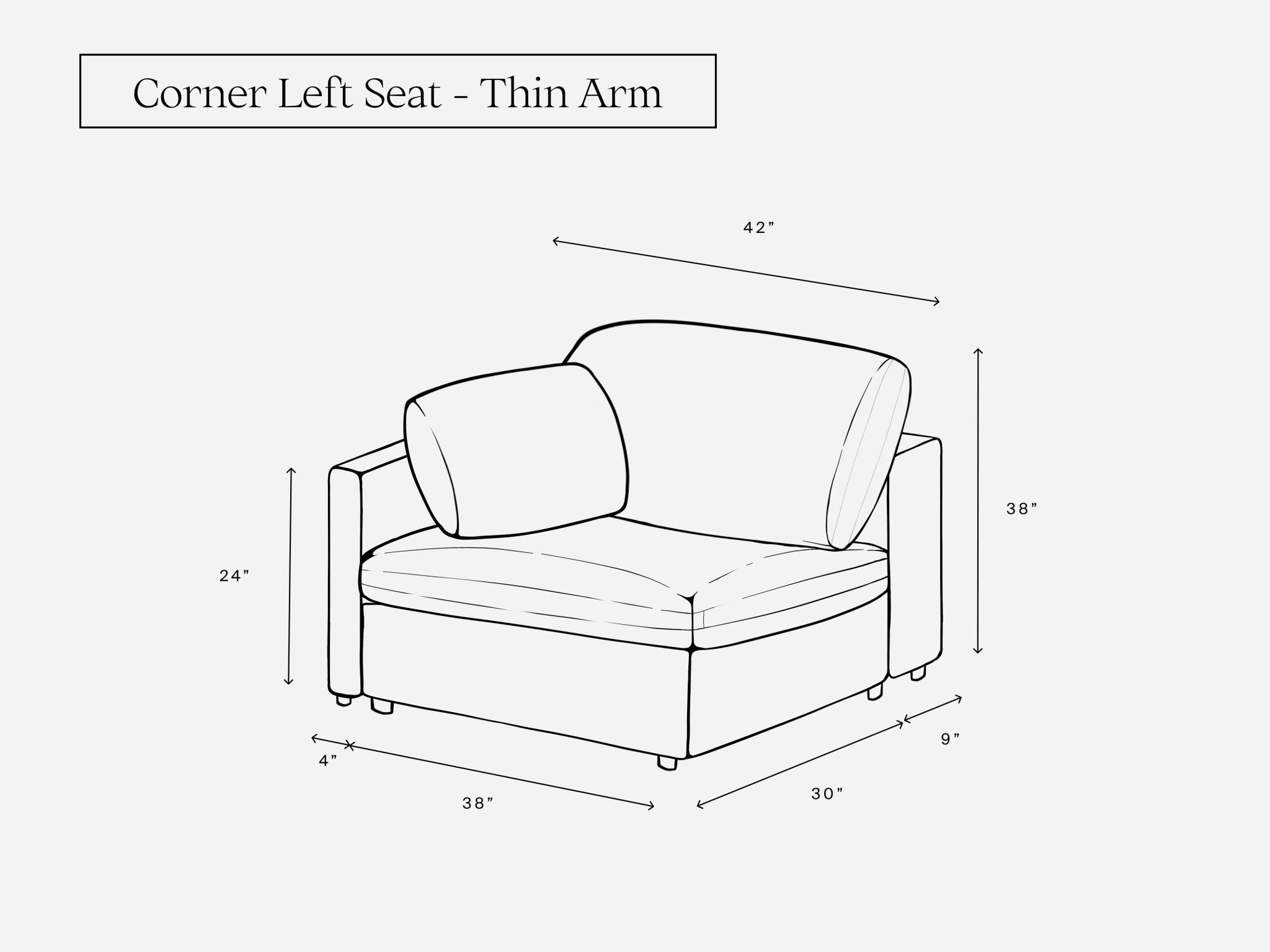 Corner Left Seat (Thin Arm) - 7th Avenue