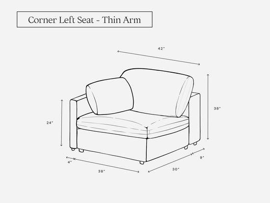 Corner Left Seat (Thin Arm) - 7th Avenue