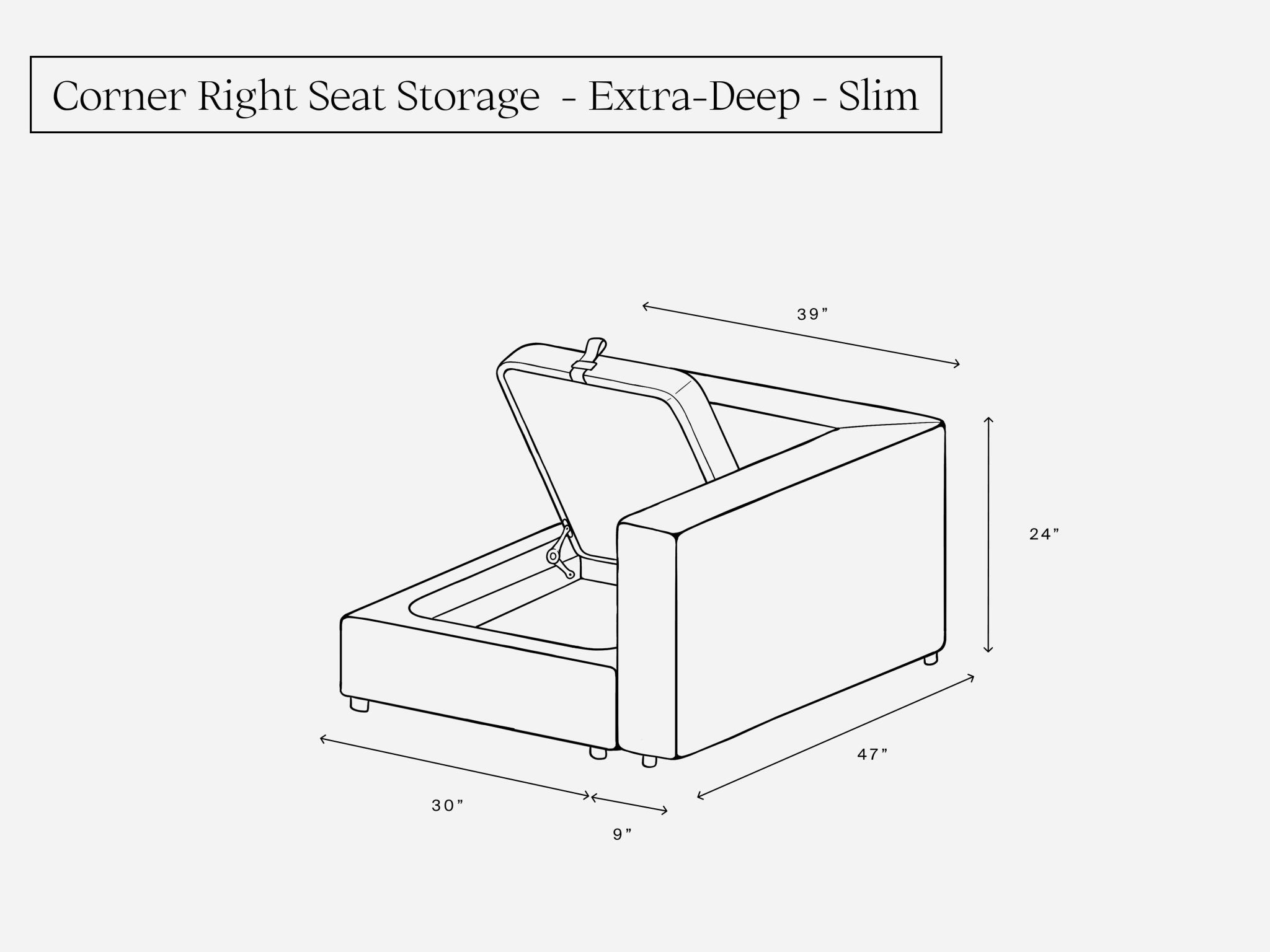 Corner Right Seat Storage Add - On (Slim) - 7th Avenue