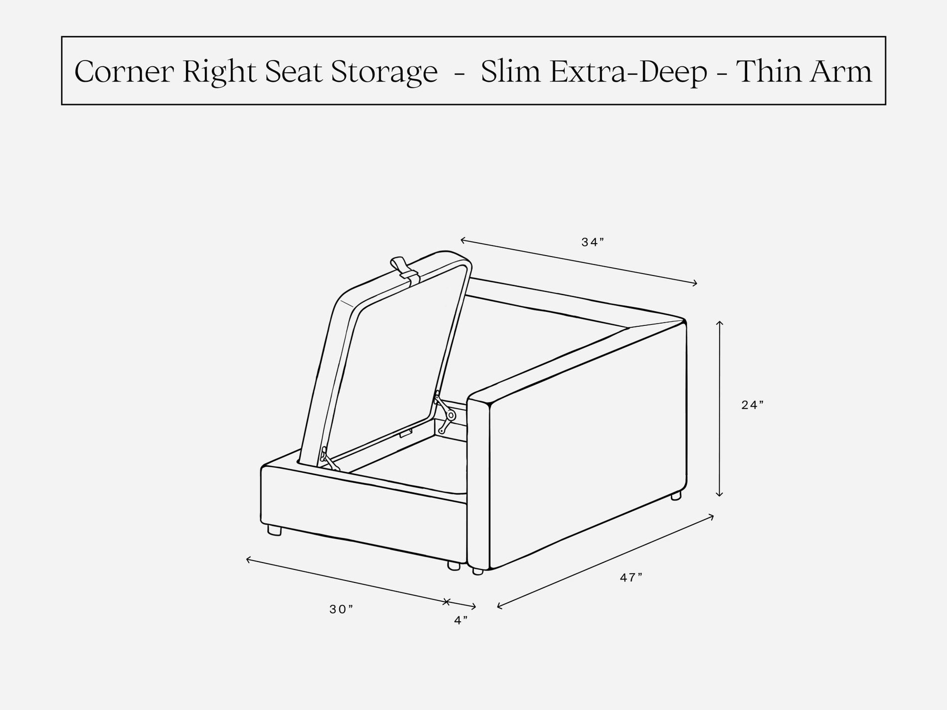 Corner Right Seat (Storage & Thin Arm) - 7th Avenue