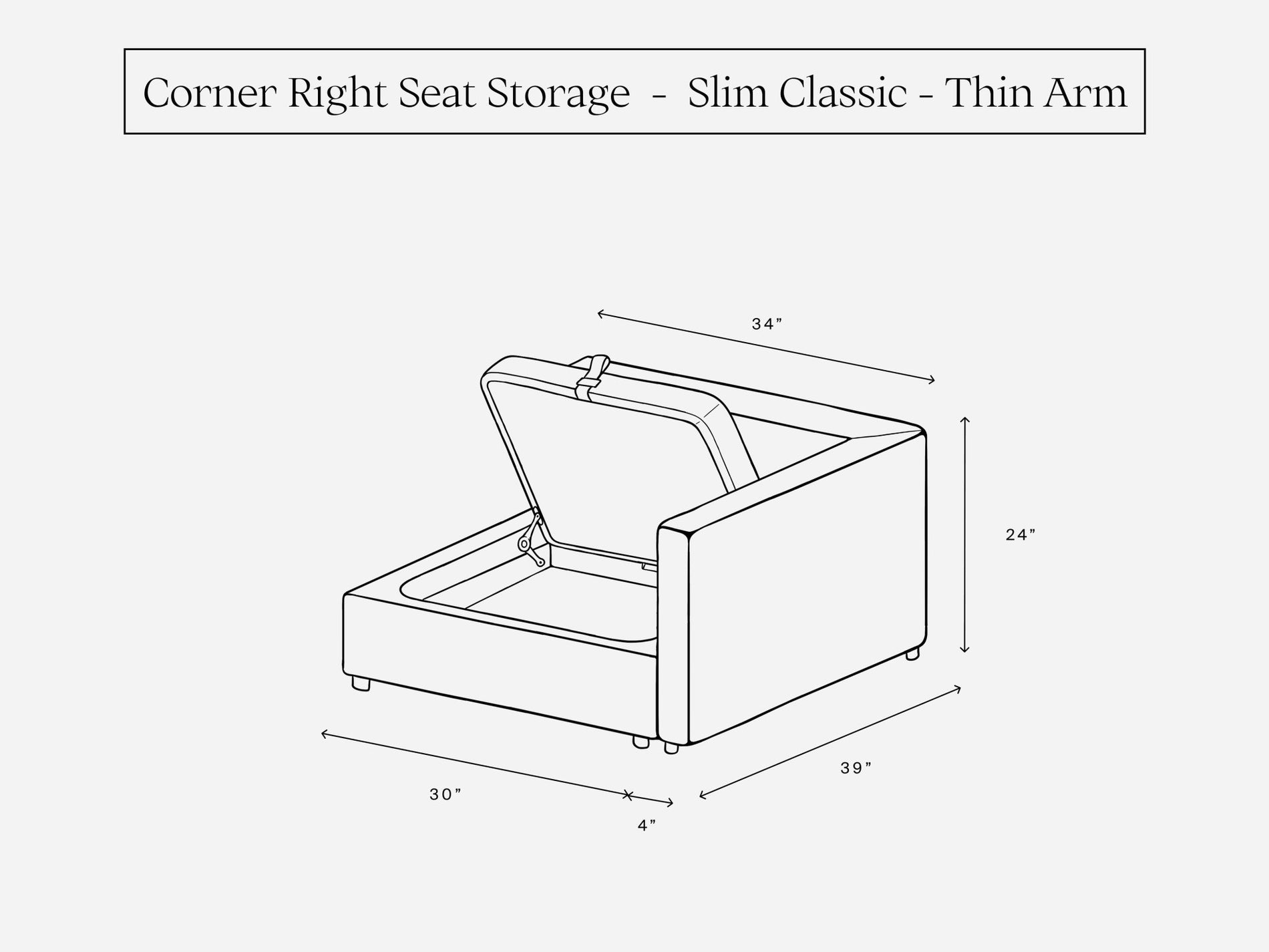 Corner Right Seat (Storage & Thin Arm) - 7th Avenue