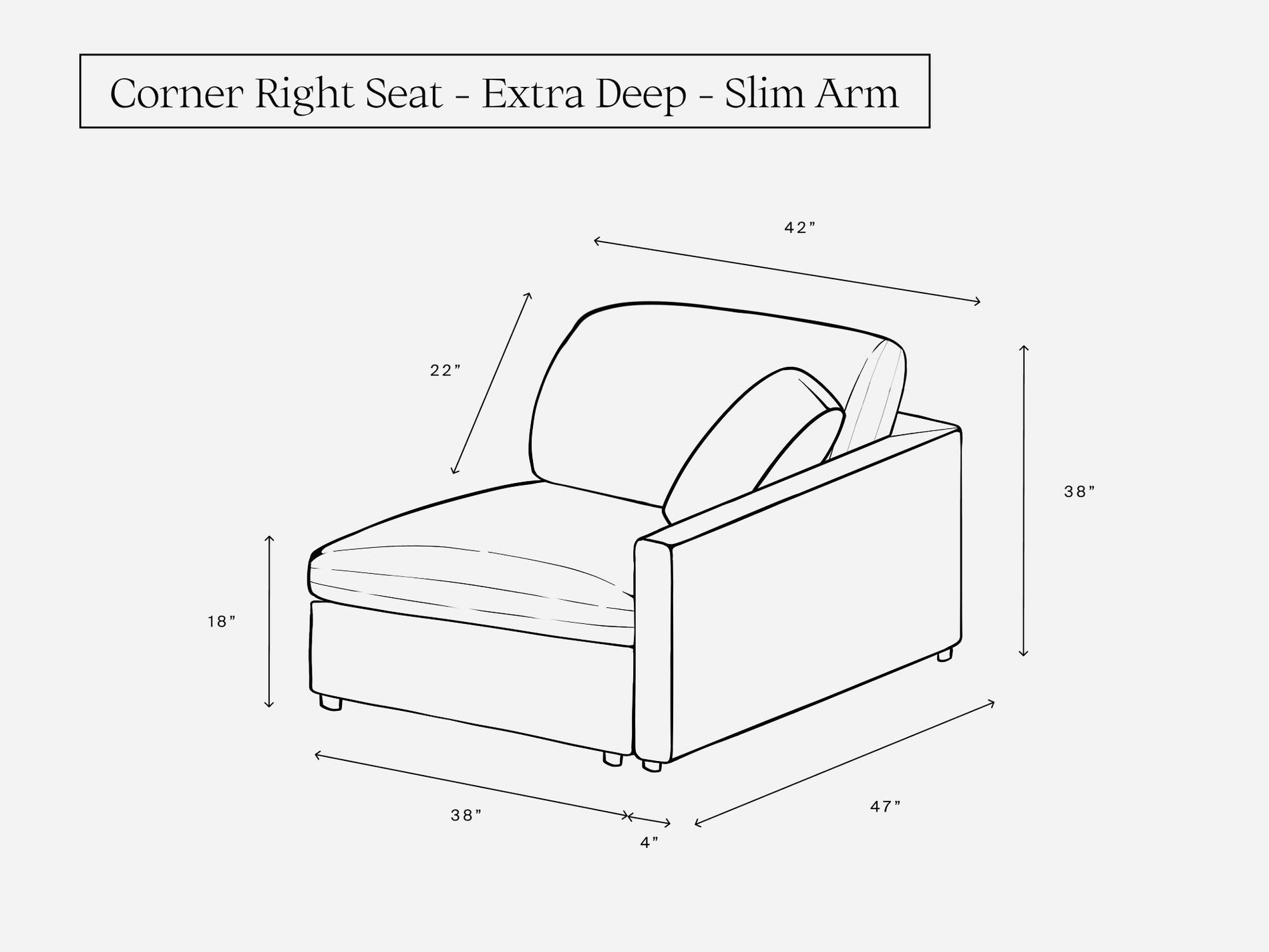 Corner Right Seat (Thin Arm) - 7th Avenue