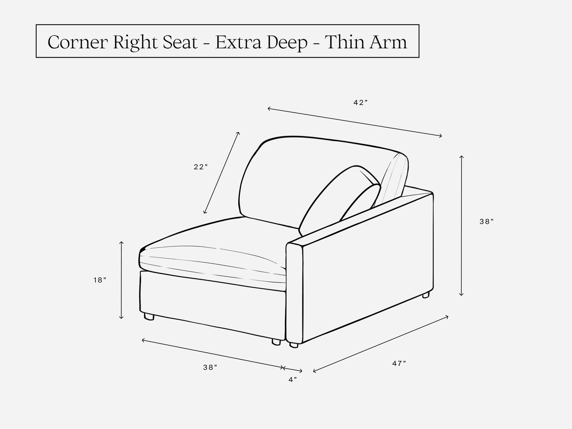 Corner Right Seat (Thin Arm) - 7th Avenue