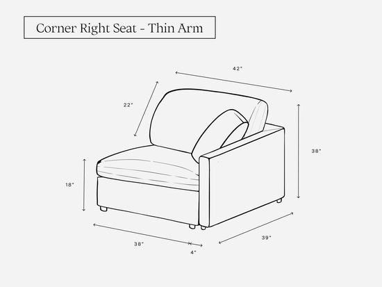 Corner Right Seat (Thin Arm) - 7th Avenue