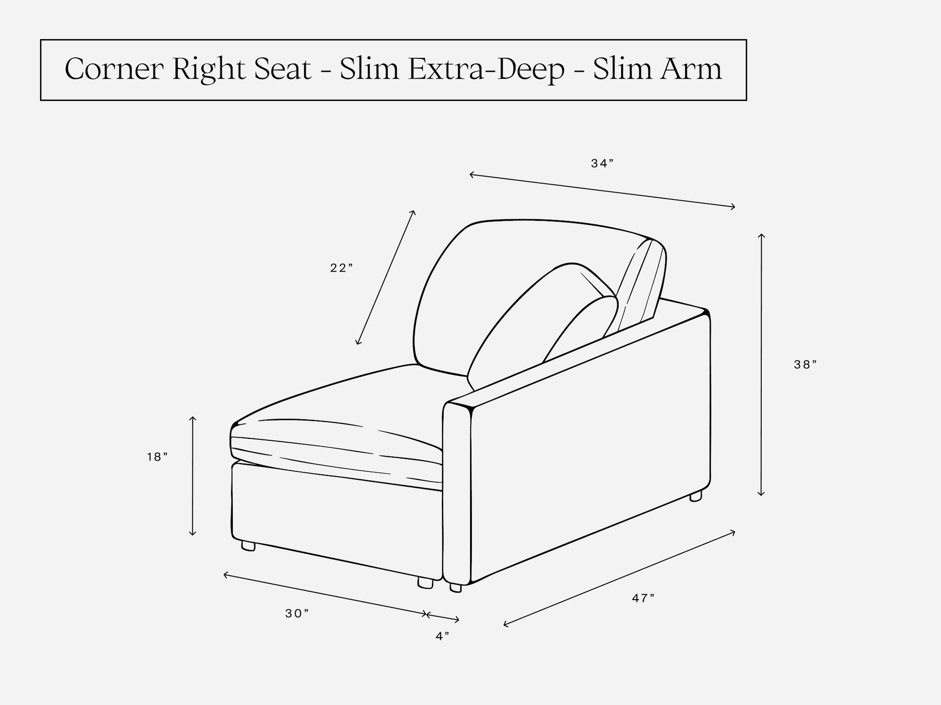 Corner Right Seat (Thin Arm) - 7th Avenue