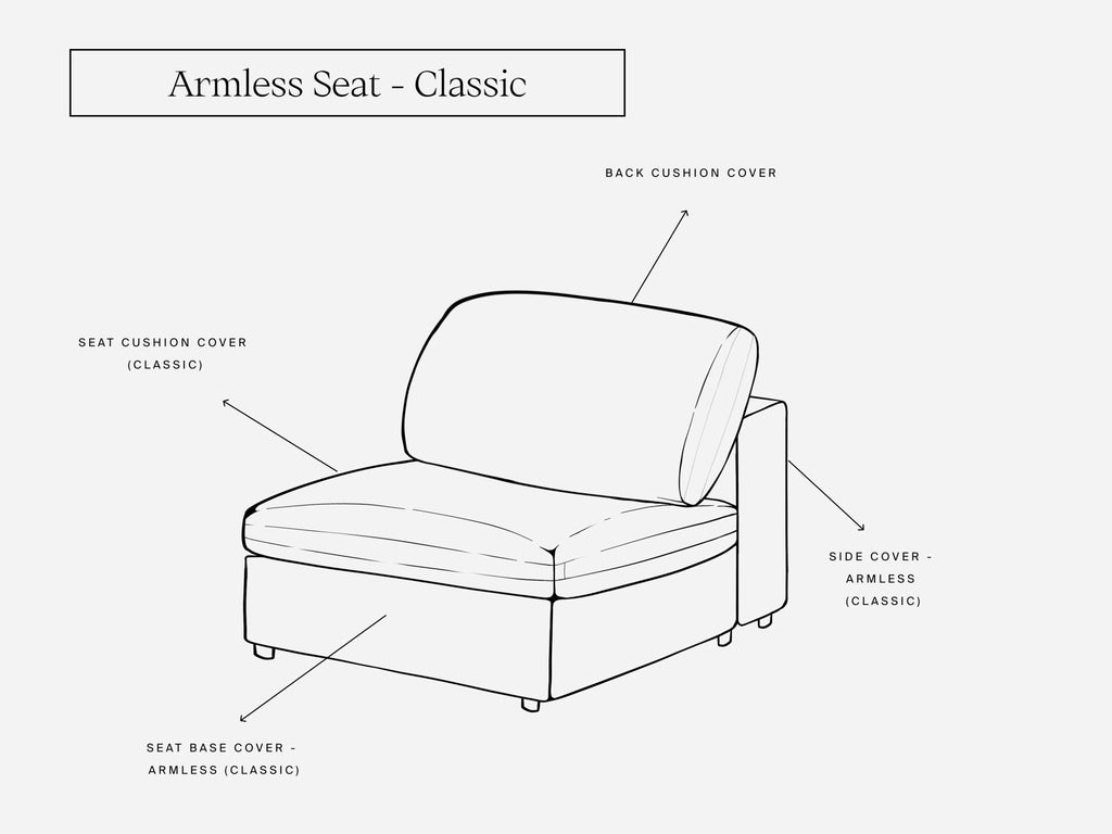 Cover Set - Armless Seat (Extra Deep in Natural White)