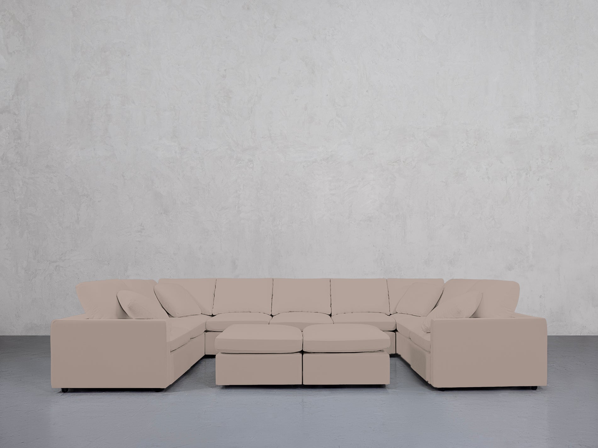 9-Seat Modular U-Sectional with Double Ottoman (Thin Arms)