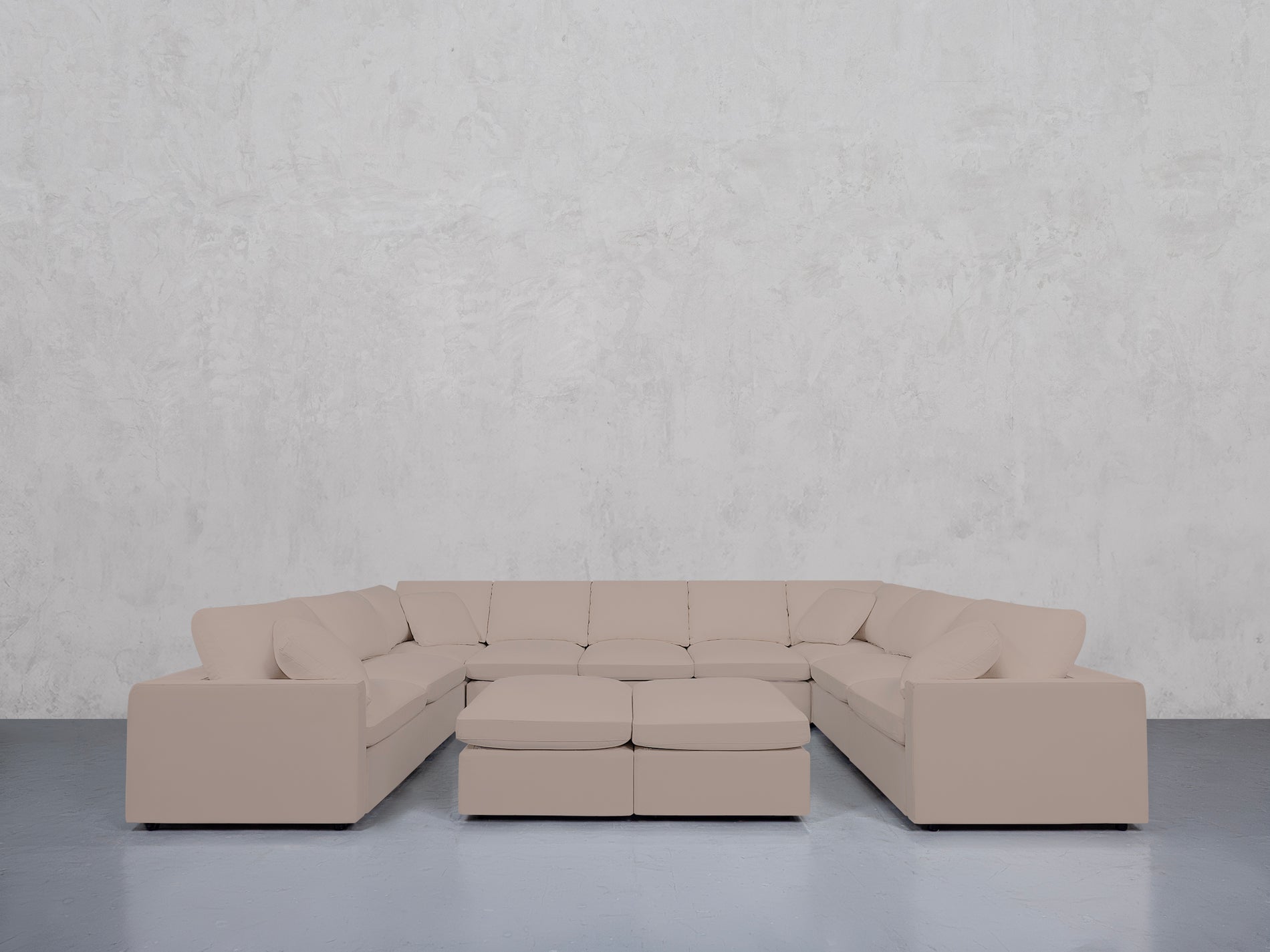 9-Seat Modular U-Sectional with Double Ottoman (Thin Arms)