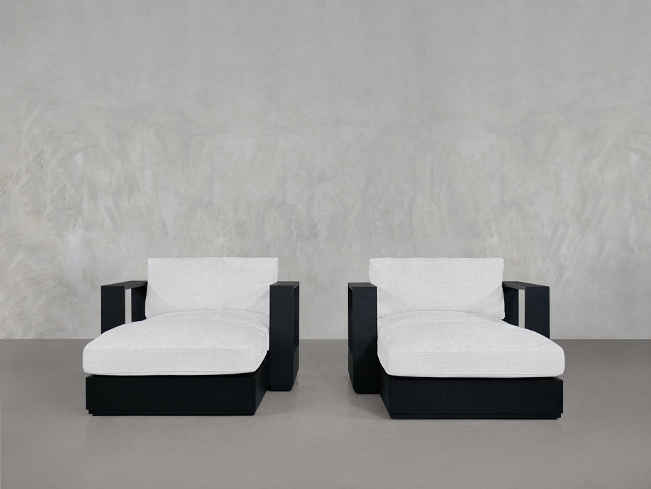 Double Armchairs with Ottoman Aluminum Outdoor