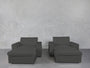 Double Armchairs with Ottomans