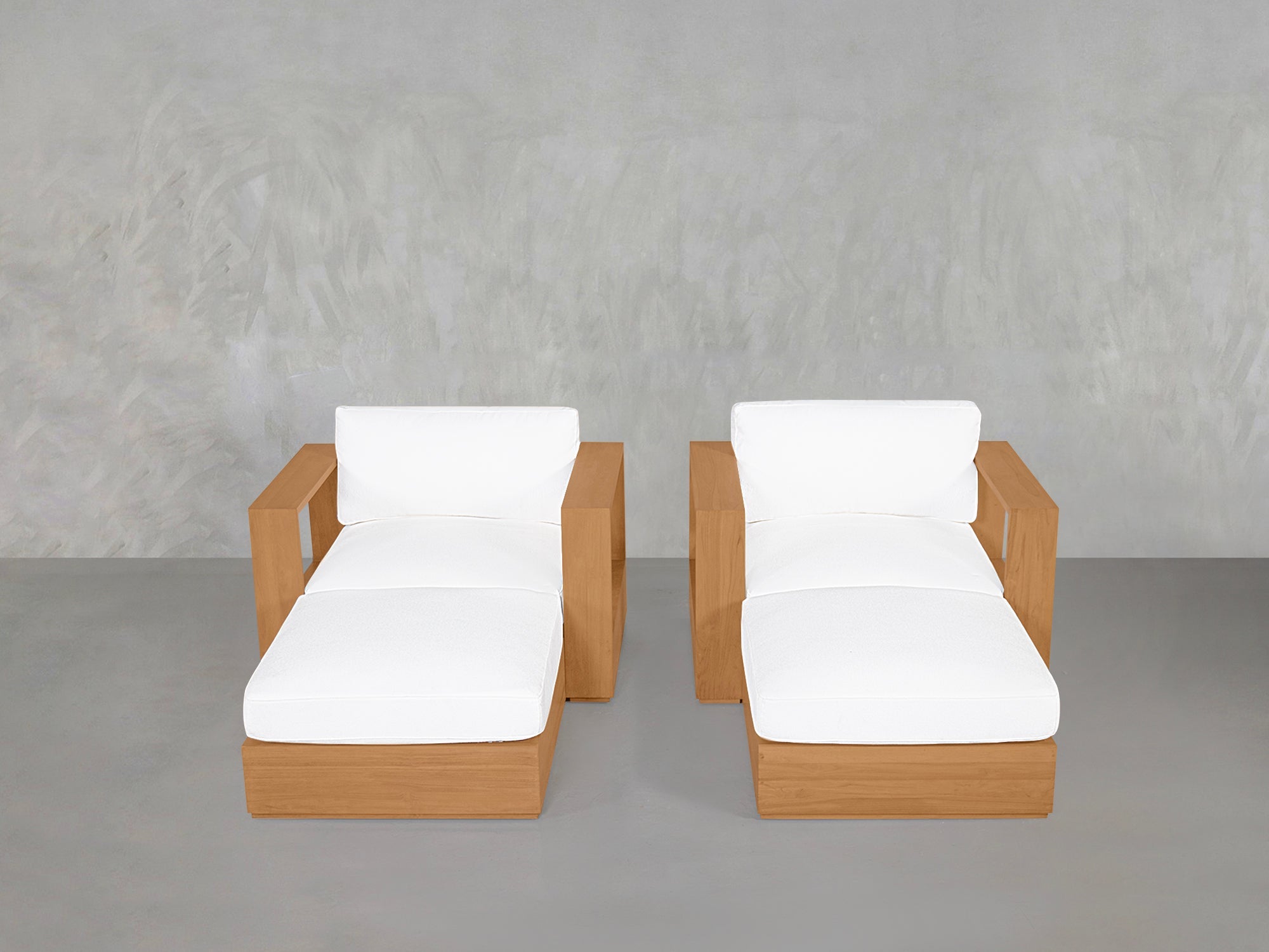 Double Armchairs with Ottomans Teak Outdoor - 7th Avenue