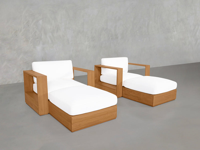 Double Armchairs with Ottomans Teak Outdoor - 7th Avenue