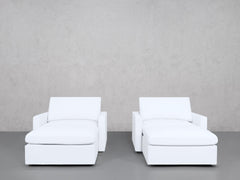Double Armchairs with Ottomans (Thin Arms)