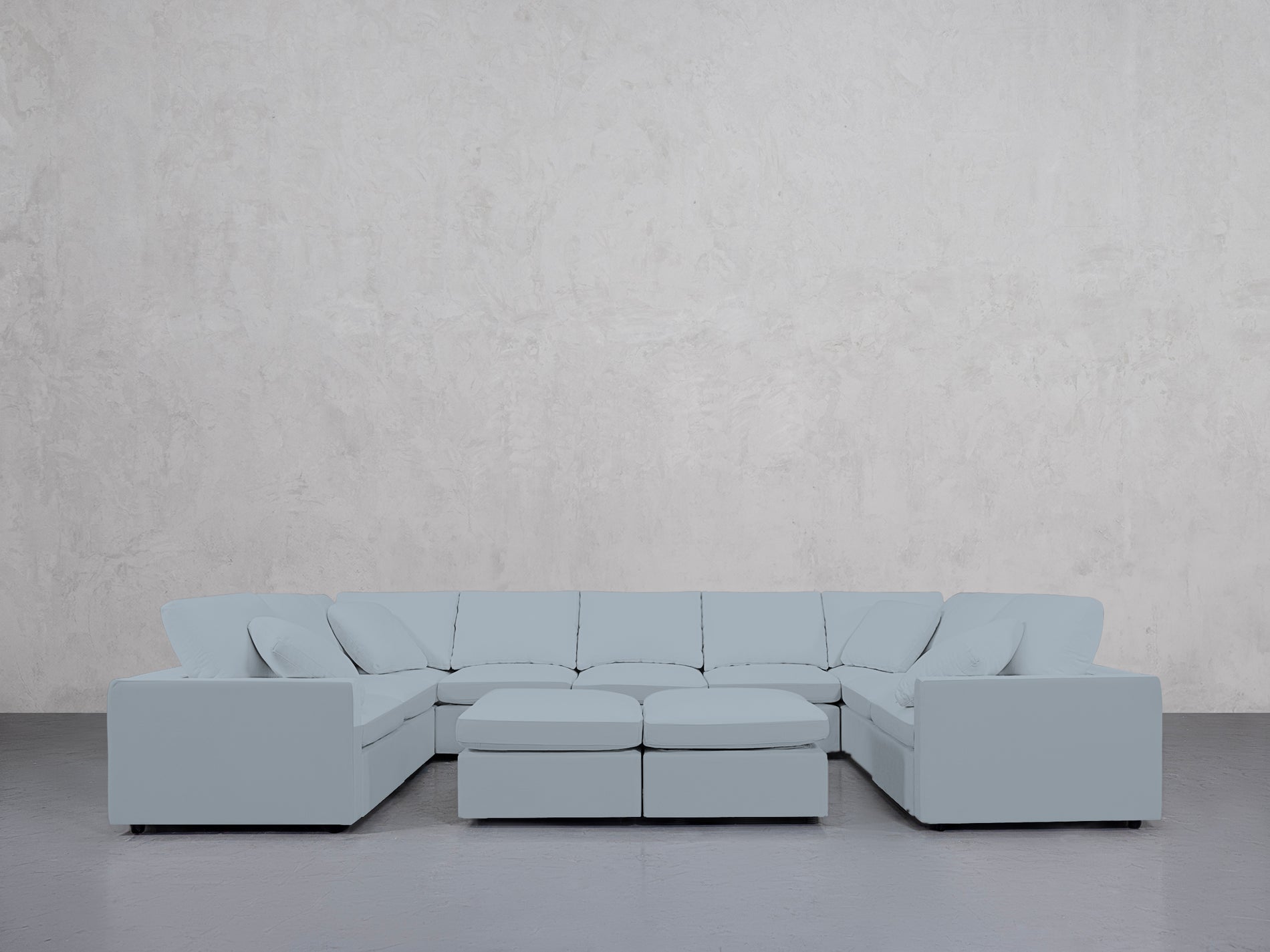 9-Seat Modular U-Sectional with Double Ottoman (Thin Arms)