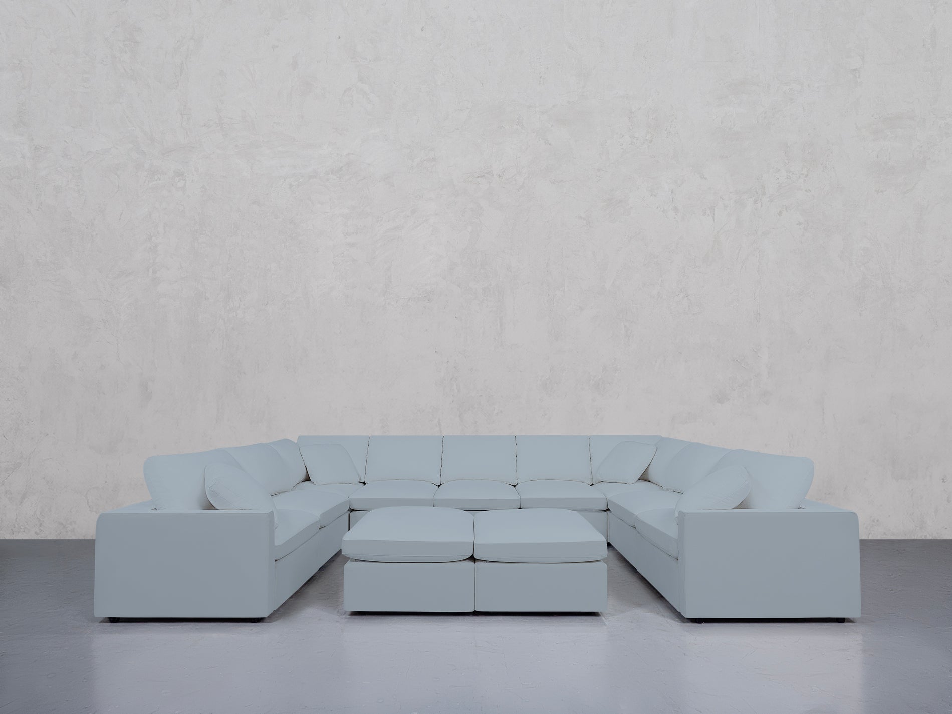 9-Seat Modular U-Sectional with Double Ottoman (Thin Arms)