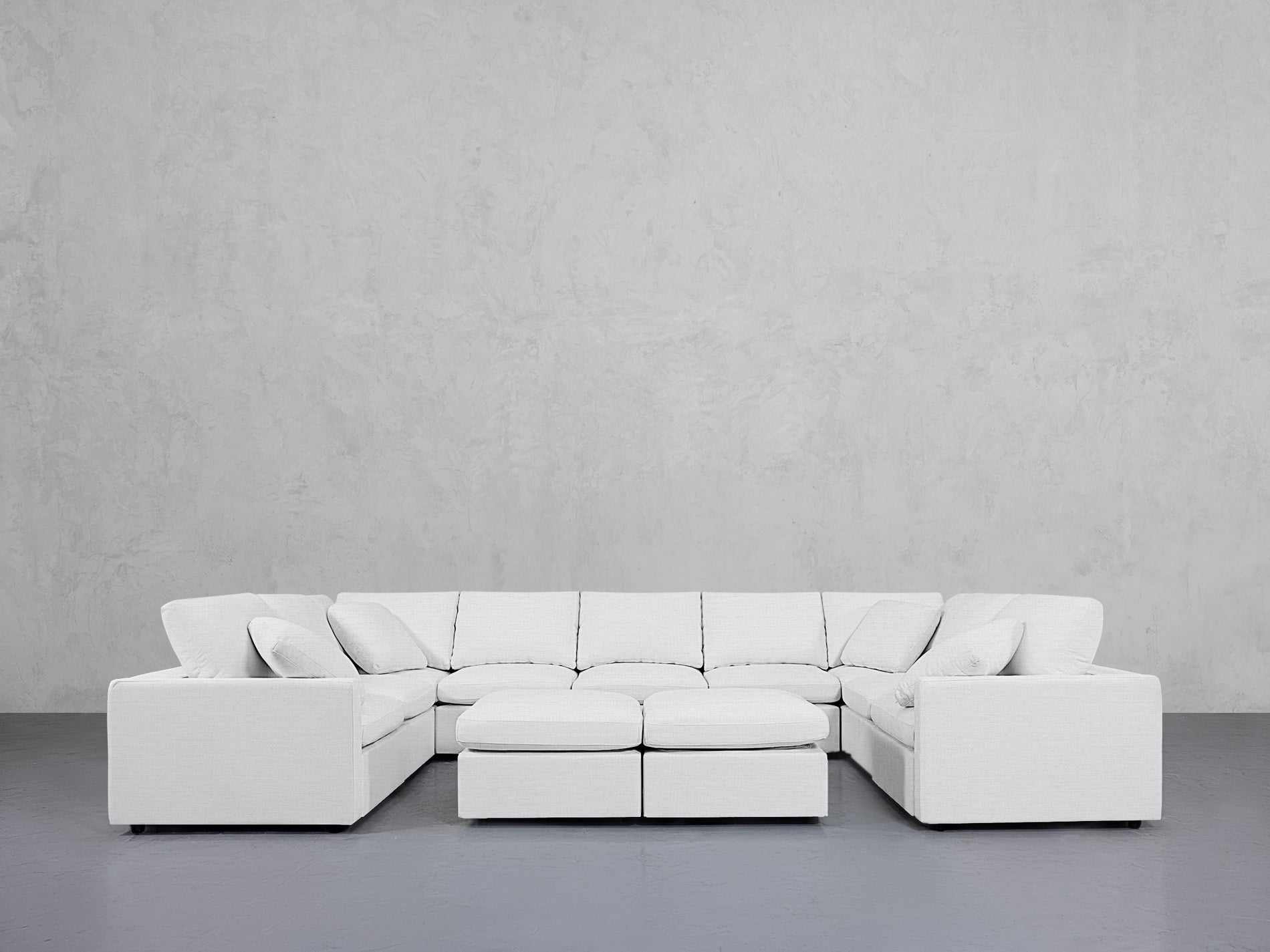 9-Seat Modular U-Sectional with Double Ottoman (Thin Arms)