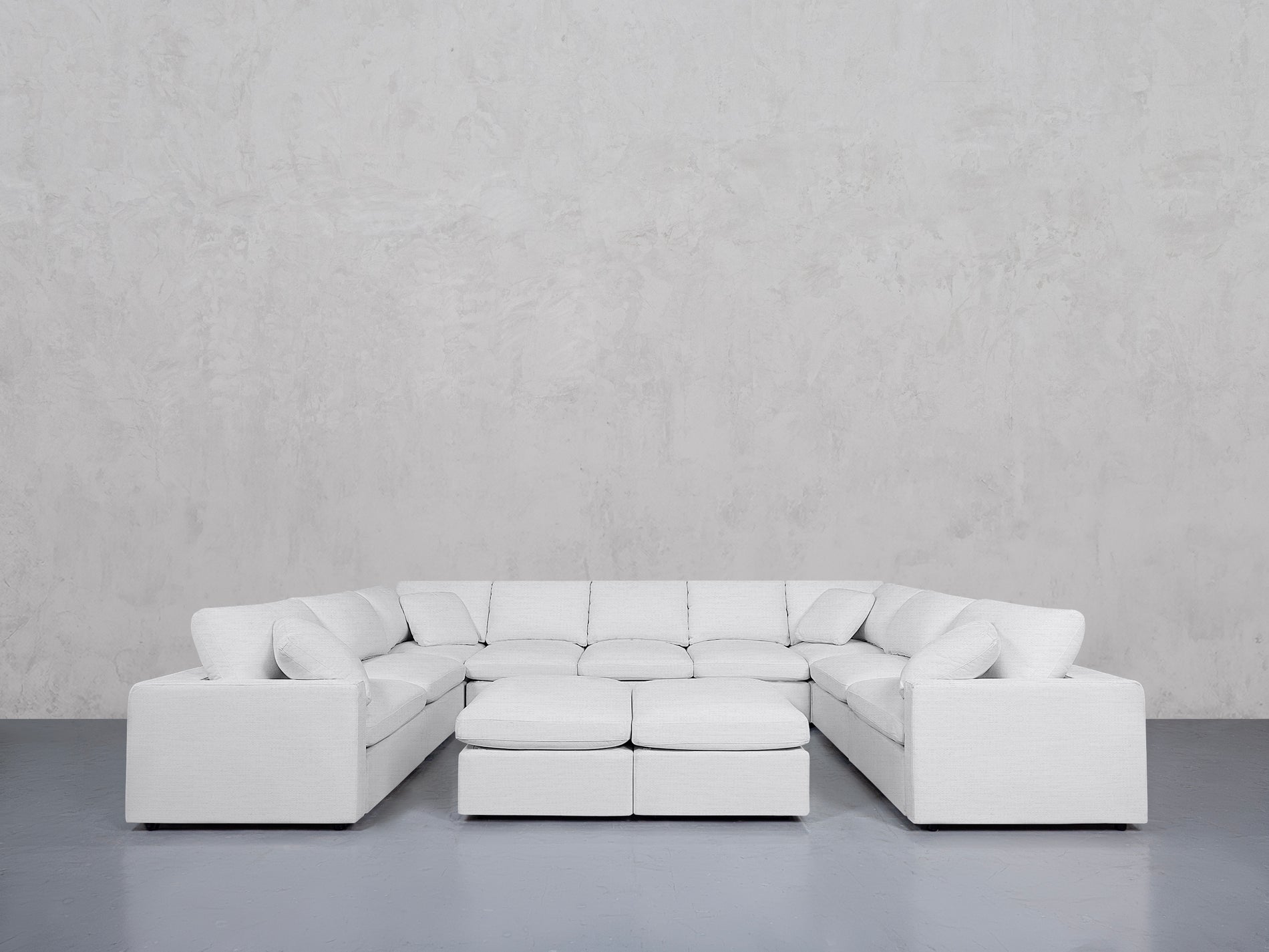 9-Seat Modular U-Sectional with Double Ottoman (Thin Arms)