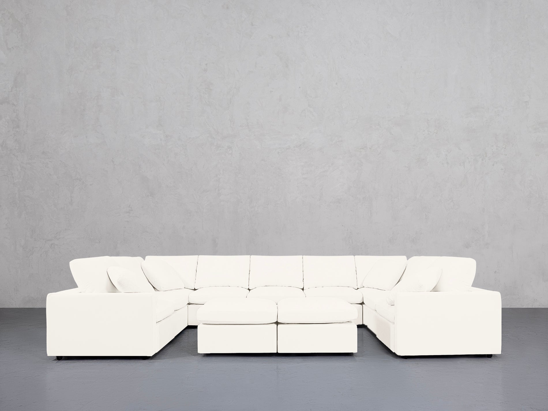 9-Seat Modular U-Sectional with Double Ottoman (Thin Arms)