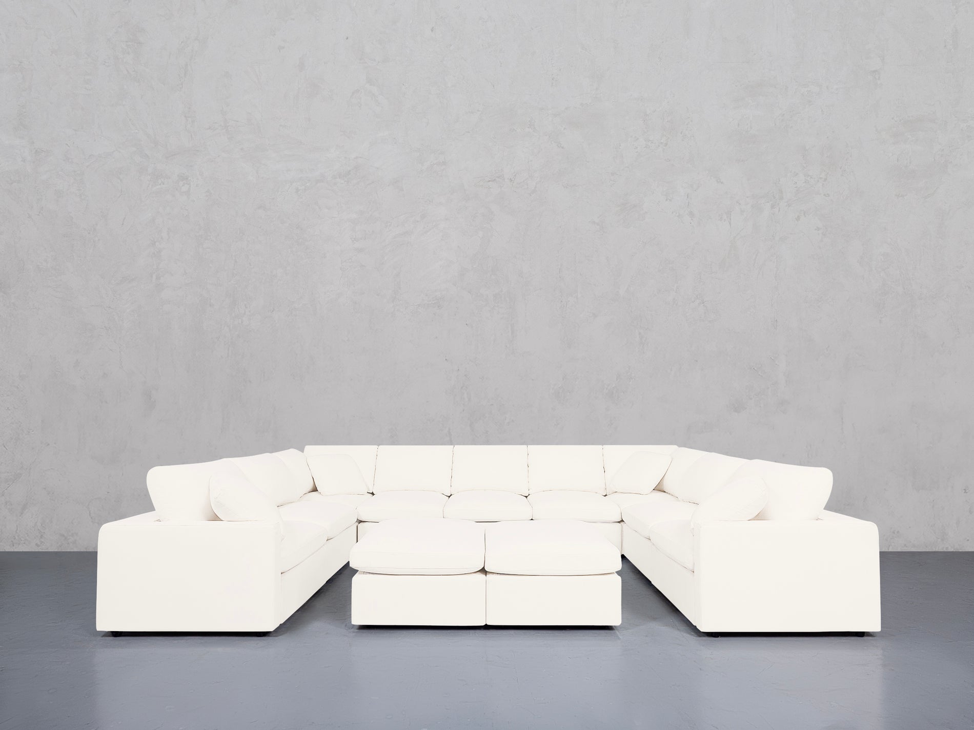 9-Seat Modular U-Sectional with Double Ottoman (Thin Arms)