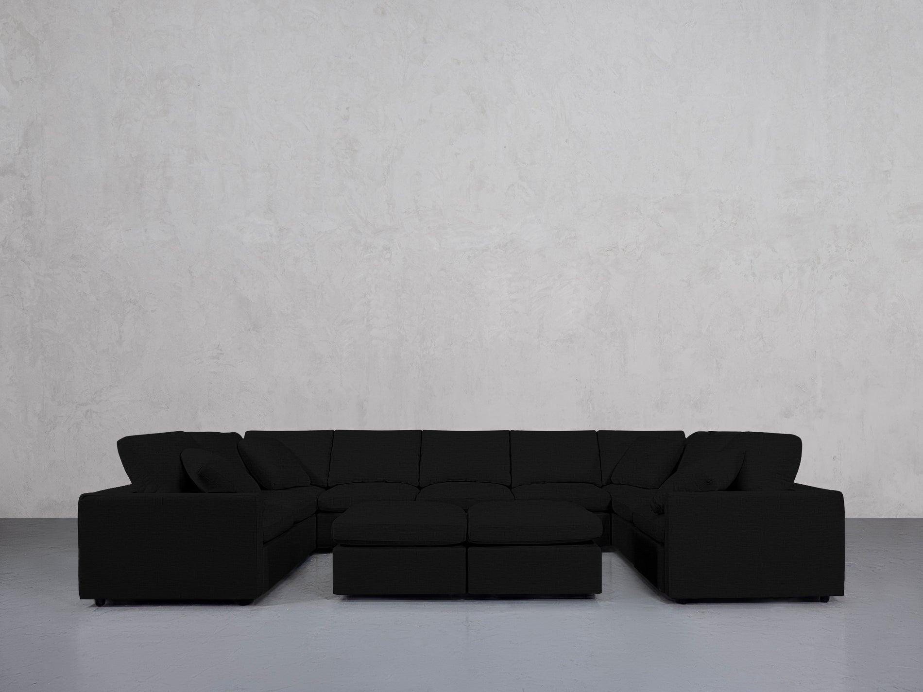 9-Seat Modular U-Sectional with Double Ottoman (Thin Arms)