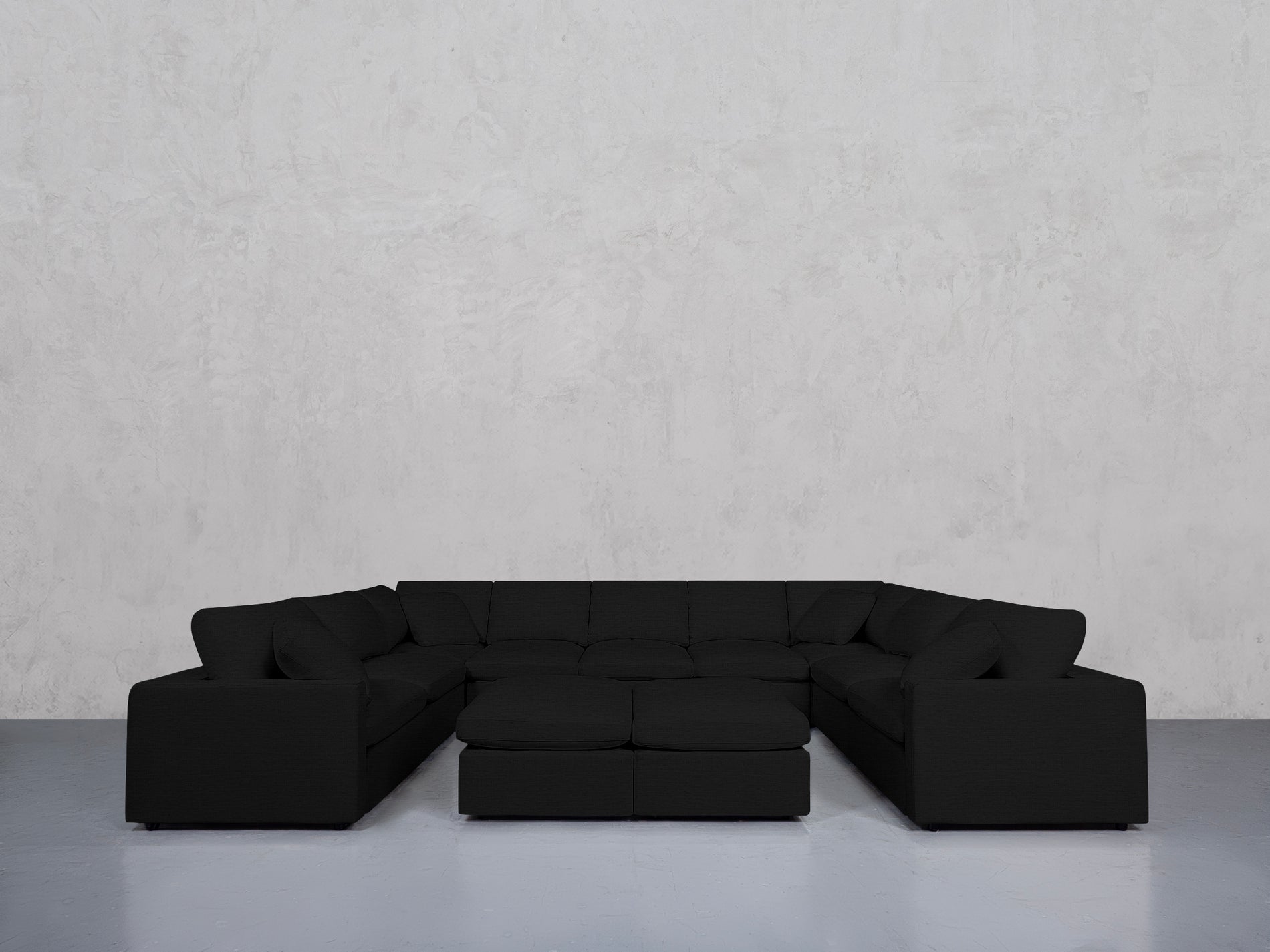 9-Seat Modular U-Sectional with Double Ottoman (Thin Arms)