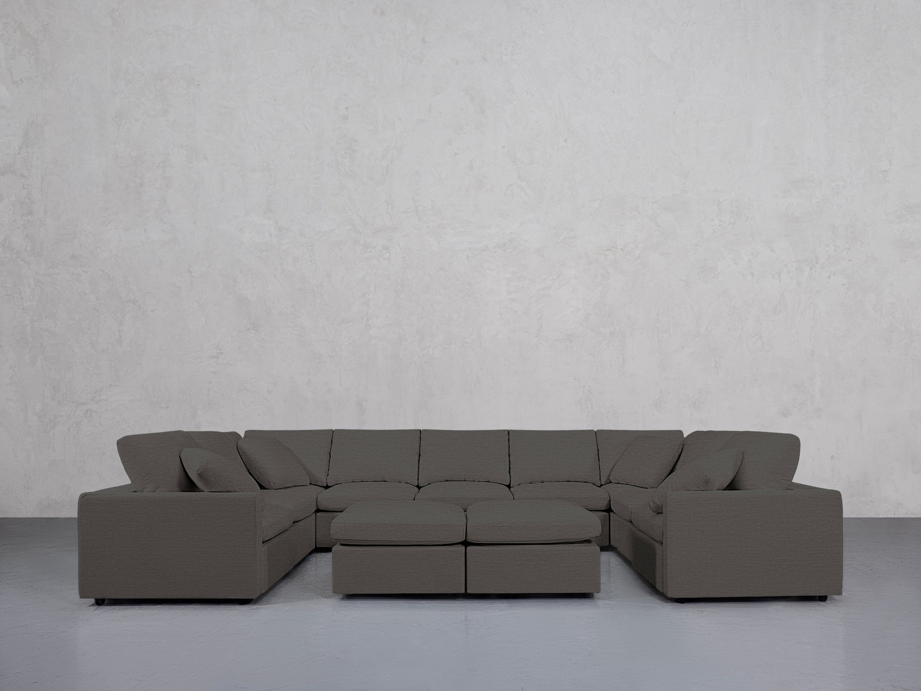 9-Seat Modular U-Sectional with Double Ottoman (Thin Arms)