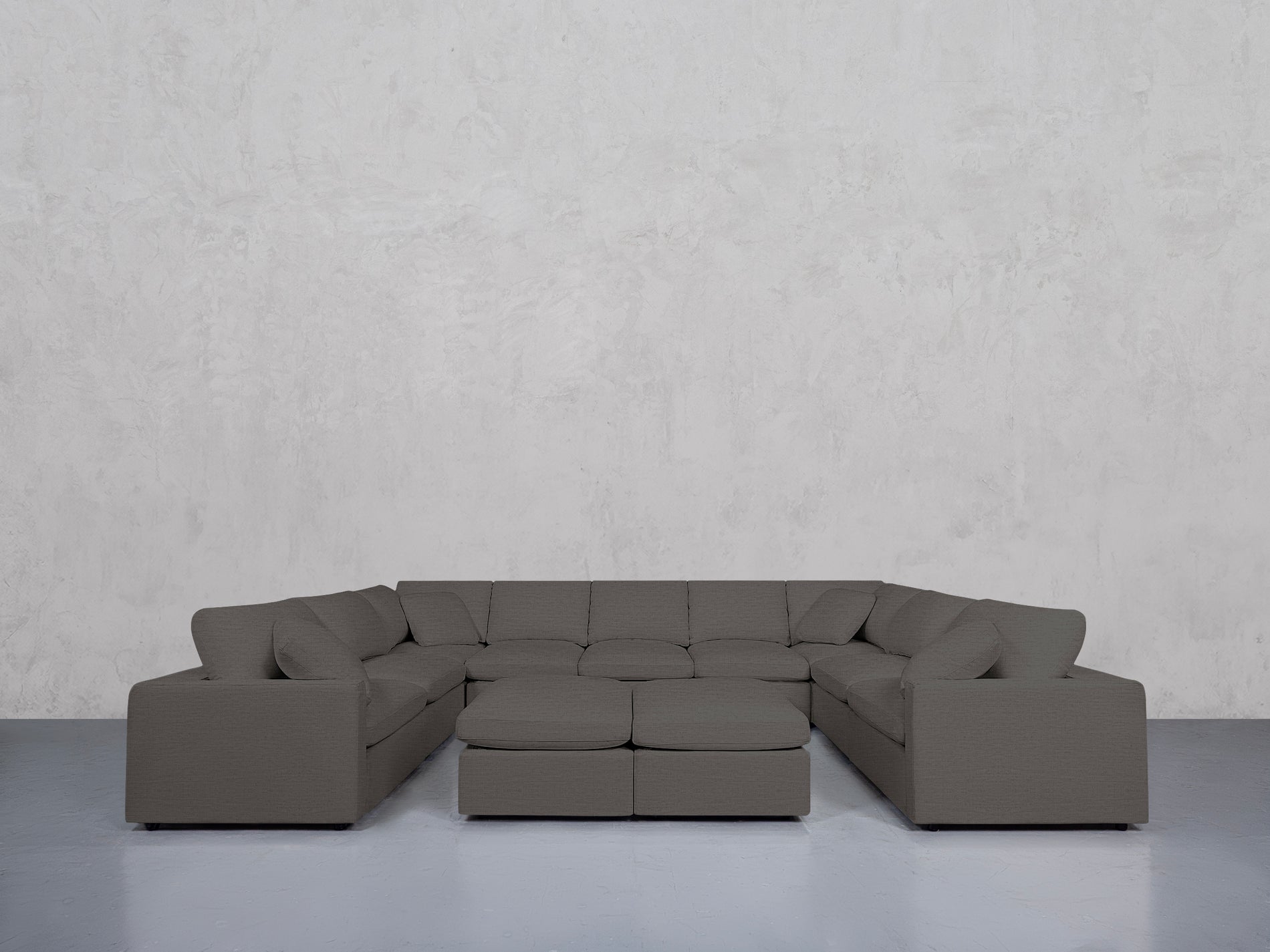 9-Seat Modular U-Sectional with Double Ottoman (Thin Arms)