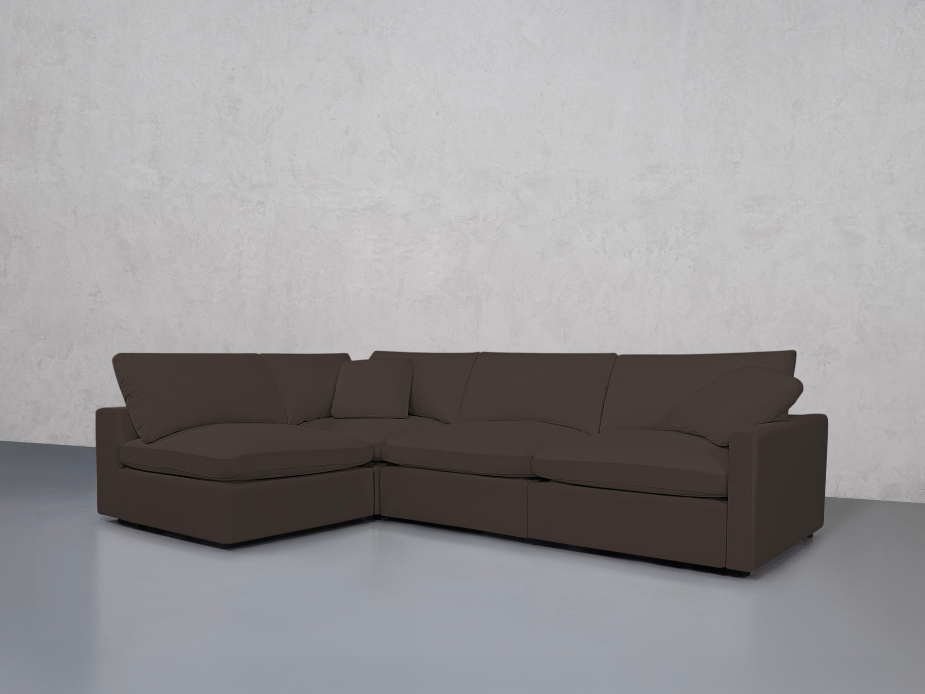 4-Seat Modular Open Corner Sectional (Thin Arms)