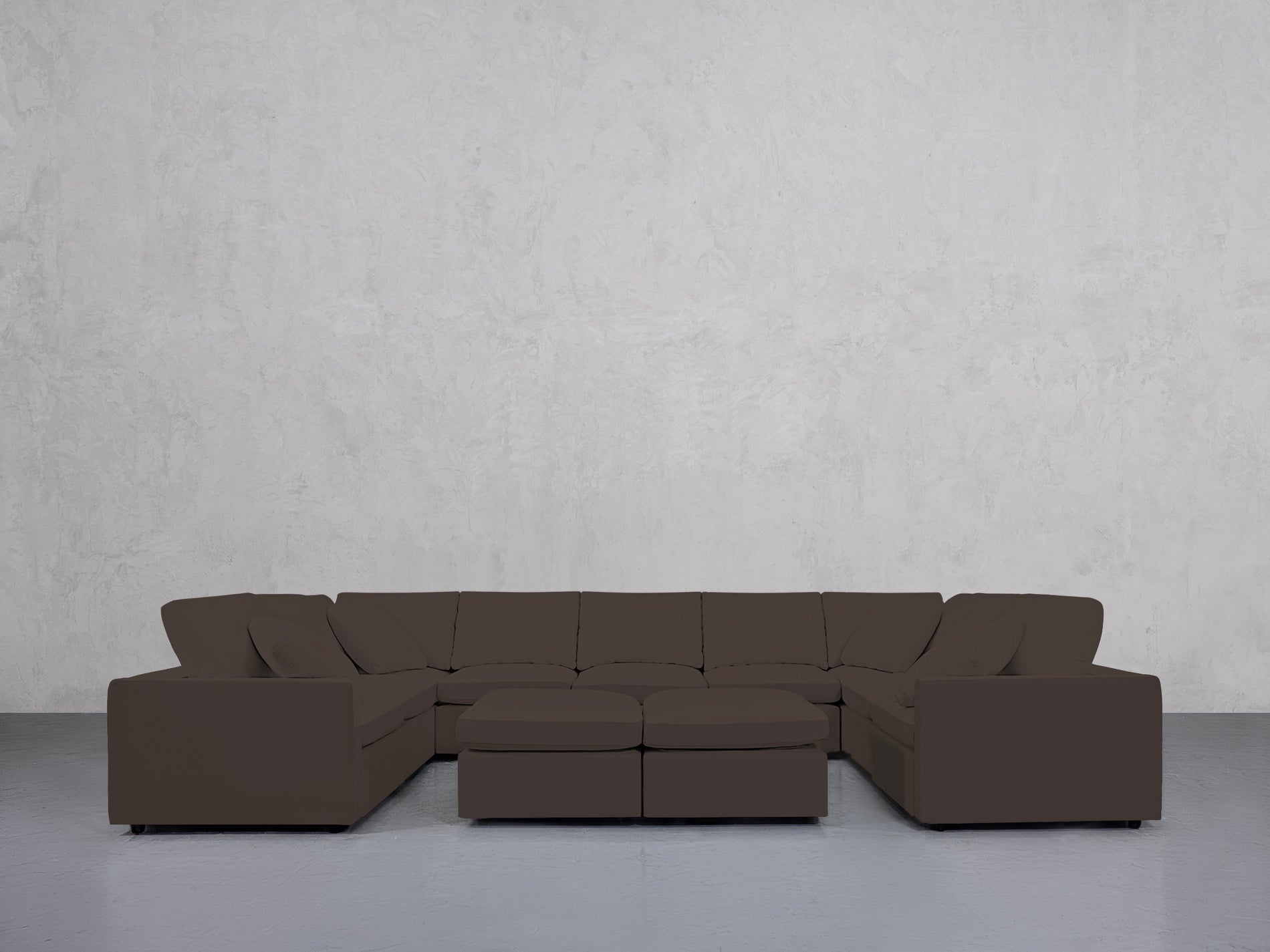 9-Seat Modular U-Sectional with Double Ottoman (Thin Arms)