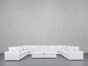 9-Seat Modular U-Sectional with Double Ottoman (Thin Arms)