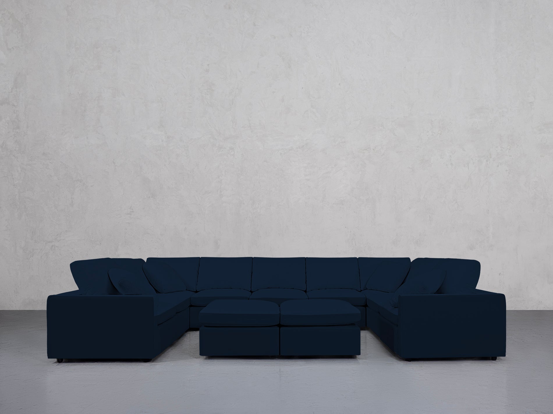 9-Seat Modular U-Sectional with Double Ottoman (Thin Arms)