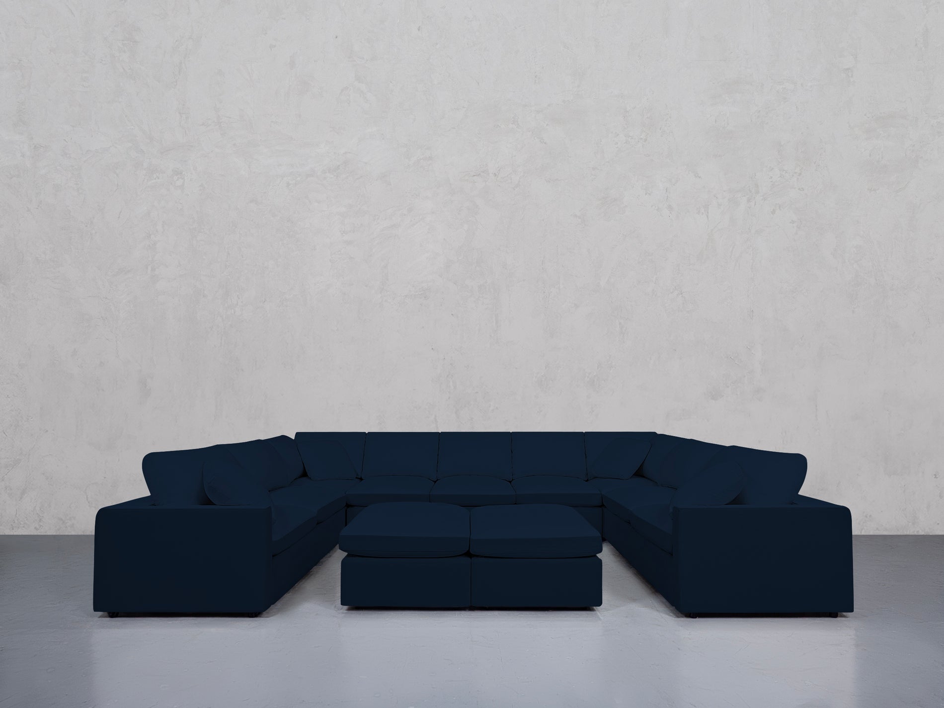 9-Seat Modular U-Sectional with Double Ottoman (Thin Arms)